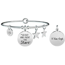 Carica l&#39;immagine nel visualizzatore di Gallery, Bracciale da donna in acciaio ciondolo tondo con stelle Kidult 731505
