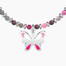 Carica l&#39;immagine nel visualizzatore di Gallery, Bracciale da donna in acciaio con sfere e ciondolo Farfalla Kidult 731506

