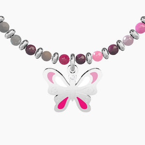 Bracciale da donna in acciaio con sfere e ciondolo Farfalla Kidult 731506