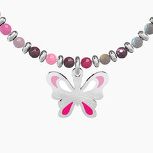 Carica l&#39;immagine nel visualizzatore di Gallery, Bracciale da donna in acciaio con sfere e ciondolo Farfalla Kidult 731506
