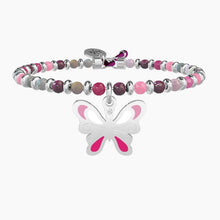 Carica l&#39;immagine nel visualizzatore di Gallery, Bracciale da donna in acciaio con sfere e ciondolo Farfalla Kidult 731506
