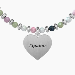 Bracciale da donna in acciaio con sfere e ciondolo cuore Kidult 731576