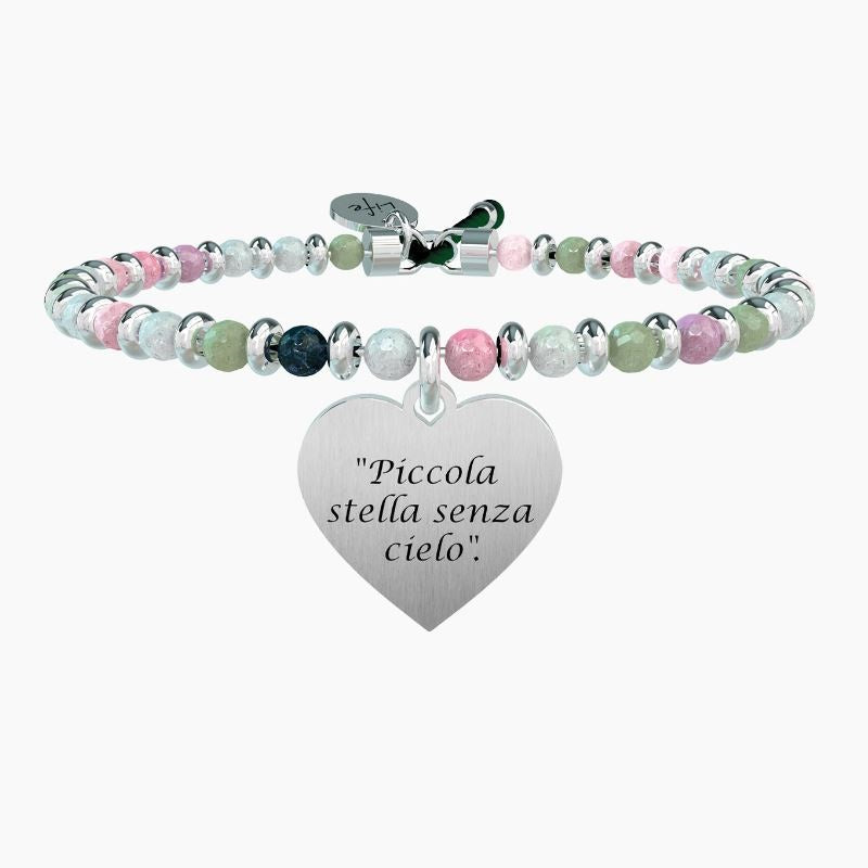 Bracciale da donna in acciaio con sfere e ciondolo cuore Kidult 731576