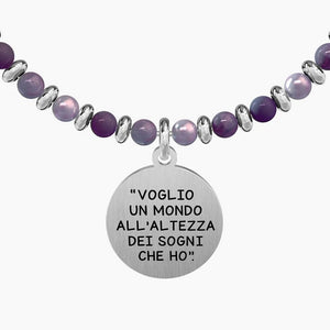Bracciale da donna in acciaio con sfere e ciondolo tondo Kidult 731578