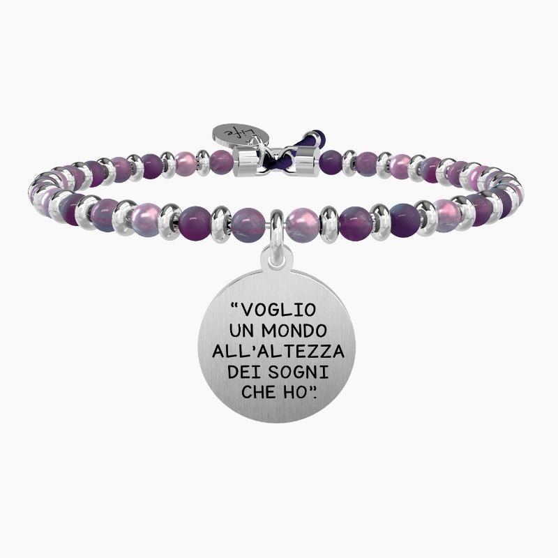 Bracciale da donna in acciaio con sfere e ciondolo tondo Kidult 731578