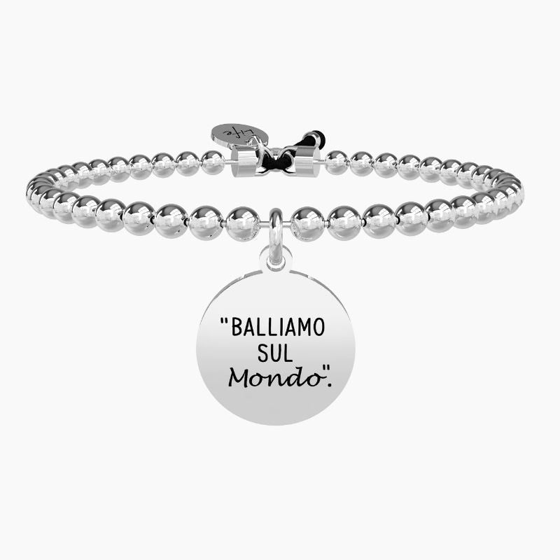 Bracciale da donna in acciaio con sfere e ciondolo tondo Kidult 731579