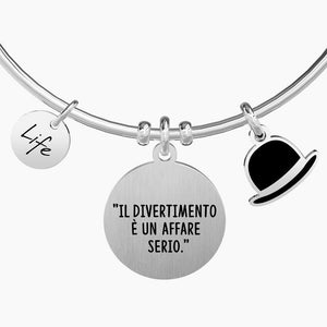 Bracciale da donna in acciaio con ciondolo tondo Il divertimento è... Kidult 731606