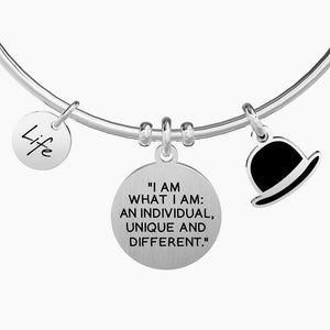 Bracciale da donna in acciaio con ciondolo tondo I am what I am... Kidult 731607
