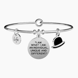 Bracciale da donna in acciaio con ciondolo tondo I am what I am... Kidult 731607