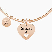 Carica l&#39;immagine nel visualizzatore di Gallery, Bracciale da donna in acciaio oro rosa con ciondolo cuore Grazie Kidult 731635
