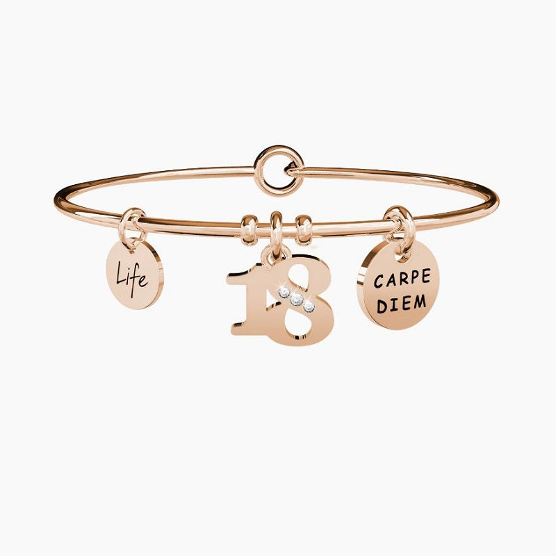 Bracciale da donna in acciaio oro rosa con ciondoli 18° Kidult 731663