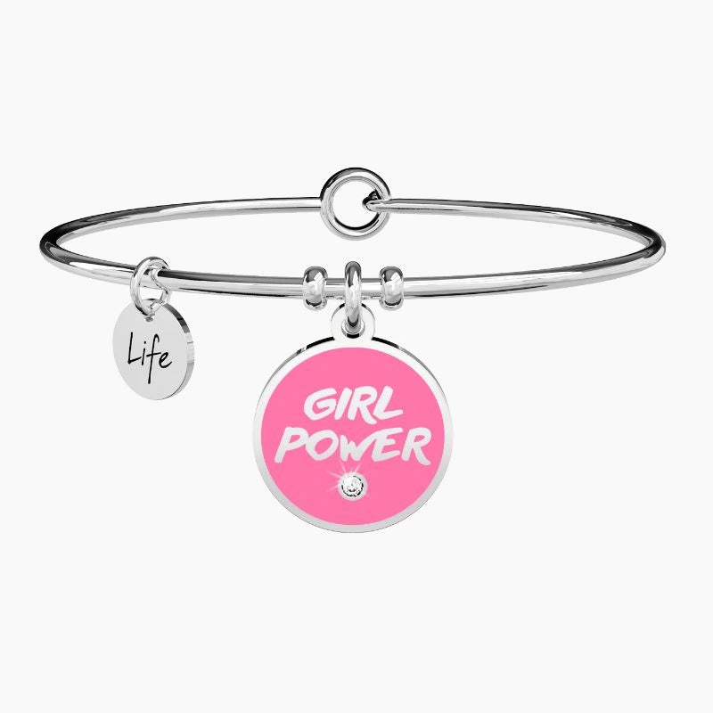 Bracciale da donna in acciaio con ciondolo tondo GIRL POWER Kidult 731702