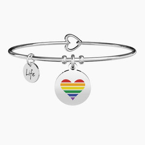 Bracciale da donna in acciaio con ciondolo tondo LOVE WINS Kidult 731708