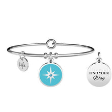 Carica l&#39;immagine nel visualizzatore di Gallery, Bracciale da donna in acciaio con ciondolo tondo ROSA DEI VENTI Kidult 731716

