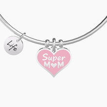 Carica l&#39;immagine nel visualizzatore di Gallery, Bracciale da donna in acciaio con ciondolo cuore SUPER MOM Kidult 731751
