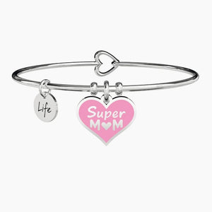 Bracciale da donna in acciaio con ciondolo cuore SUPER MOM Kidult 731751