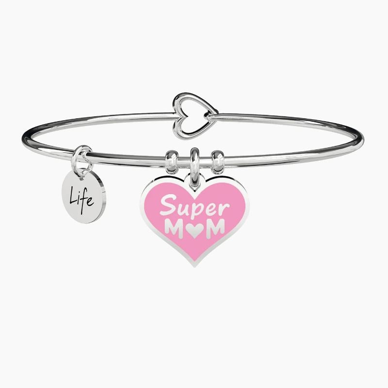 Bracciale da donna in acciaio con ciondolo cuore SUPER MOM Kidult 731751