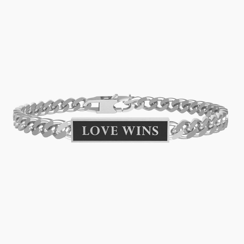 Kidult 731806 LOVE WINS Pulsera de hombre de acero con cadena