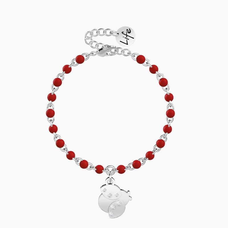 Bracciale da donna in acciaio con catena rolò e ciondolo coccinella Kidult 731824