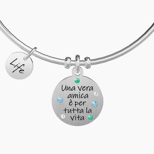 Bracciale da donna in acciaio ciondolo tondo UNA VERA AMICA... Kidult 731871