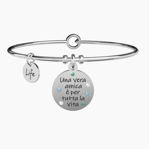 Bracciale da donna in acciaio ciondolo tondo UNA VERA AMICA... Kidult 731871