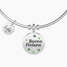 Cargar imagen en el visor de la galería, Pulsera de mujer de acero con colgante redondo de trébol de cuatro hojas Kidult 731875
