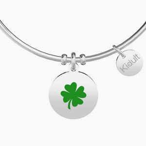 Women's steel bracelet with round four-leaf clover pendant Kidult 731875