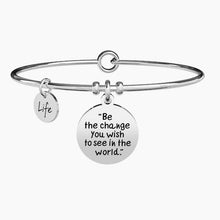 Carica l&#39;immagine nel visualizzatore di Gallery, Bracciale da donna in acciaio ciondolo tondo Be the change you wish... Kidult 731884
