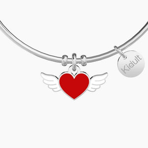 Bracciale da donna in acciaio ciondolo cuore alato Kidult 731893