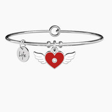 Carica l&#39;immagine nel visualizzatore di Gallery, Bracciale da donna in acciaio ciondolo cuore alato Kidult 731893
