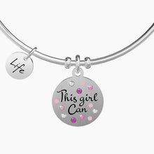 Carica l&#39;immagine nel visualizzatore di Gallery, Bracciale da donna in acciaio ciondolo tondo This Girl Can Kidult 731894
