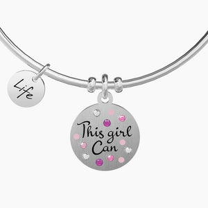 Bracciale da donna in acciaio ciondolo tondo This Girl Can Kidult 731894