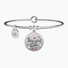 Carica l&#39;immagine nel visualizzatore di Gallery, Bracciale da donna in acciaio ciondolo tondo This Girl Can Kidult 731894
