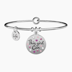 Bracciale da donna in acciaio ciondolo tondo This Girl Can Kidult 731894