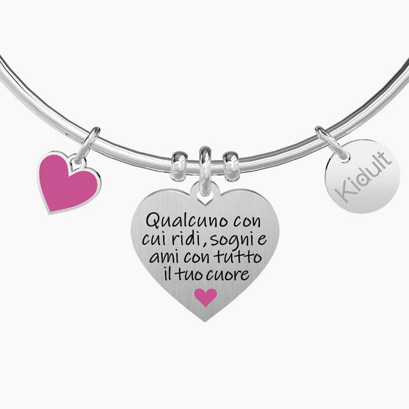 Women's steel bracelet with heart pendant DAUGHTER Kidult 731897