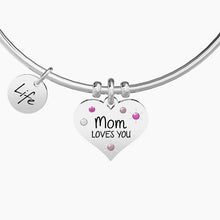 Carica l&#39;immagine nel visualizzatore di Gallery, Bracciale da donna in acciaio ciondolo cuore Mom loves you Kidult 731902
