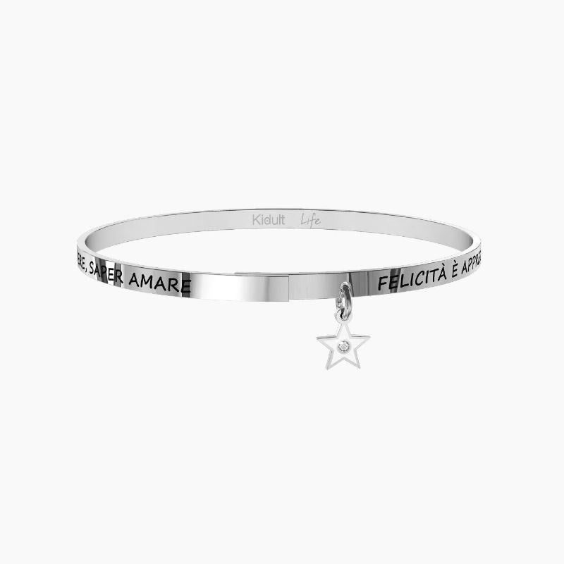 Bracciale rigido da donna in acciaio Felicità è apprezzare... Kidult 731909