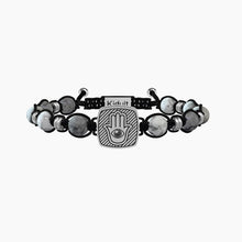 Cargar imagen en el visor de la galería, Pulsera de Hombre con Anillos de Ágata Mano de Fátima Infinito Kidult 731915
