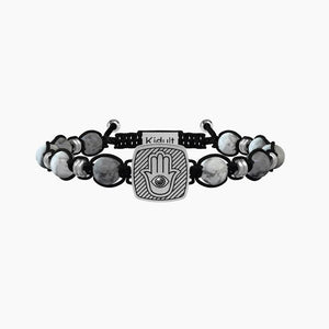 Pulsera de Hombre con Anillos de Ágata Mano de Fátima Infinito Kidult 731915