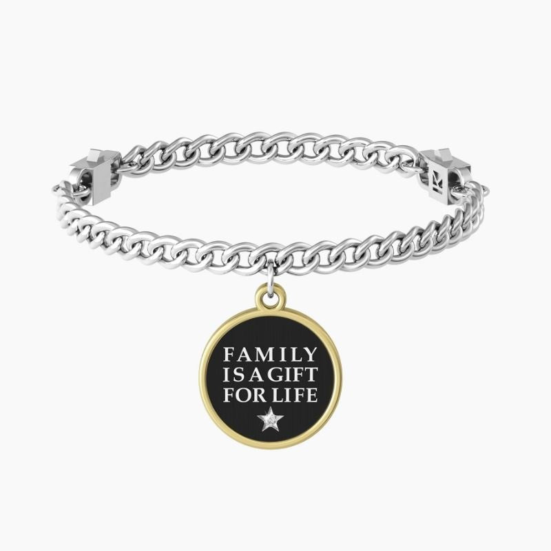 Bracciale da donna in acciaio ciondolo tondo 