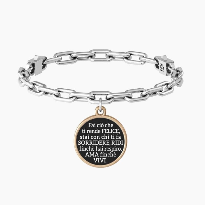 Bracciale da donna in acciaio ciondolo tondo 