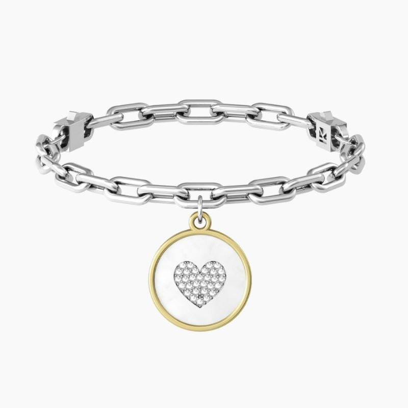 Bracciale da donna in acciaio ciondolo tondo 