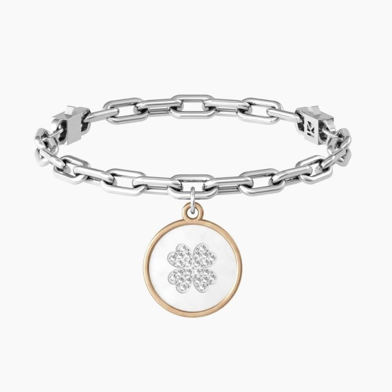 Bracciale da donna in acciaio ciondolo tondo 