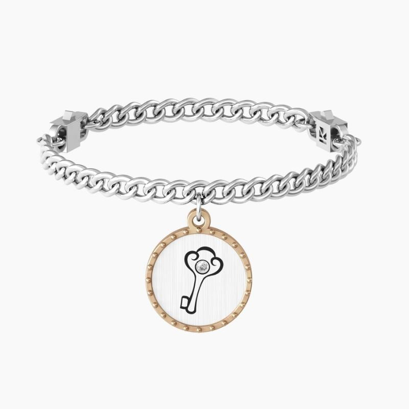 Bracciale da donna in acciaio ciondolo tondo 
