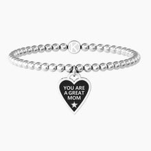 Cargar imagen en el visor de la galería, Pulsera de mujer de acero con esferas y colgante de corazón Gran Mamá Kidult 731935
