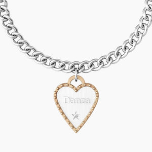 Kidult 731936 Pulsera de acero con colgante de corazón "comfort fit" para mujer