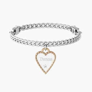 Kidult 731936 Pulsera de acero con colgante de corazón "comfort fit" para mujer