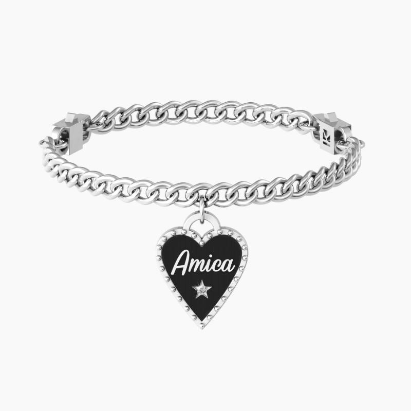 Bracciale da donna in acciaio ciondolo cuore 