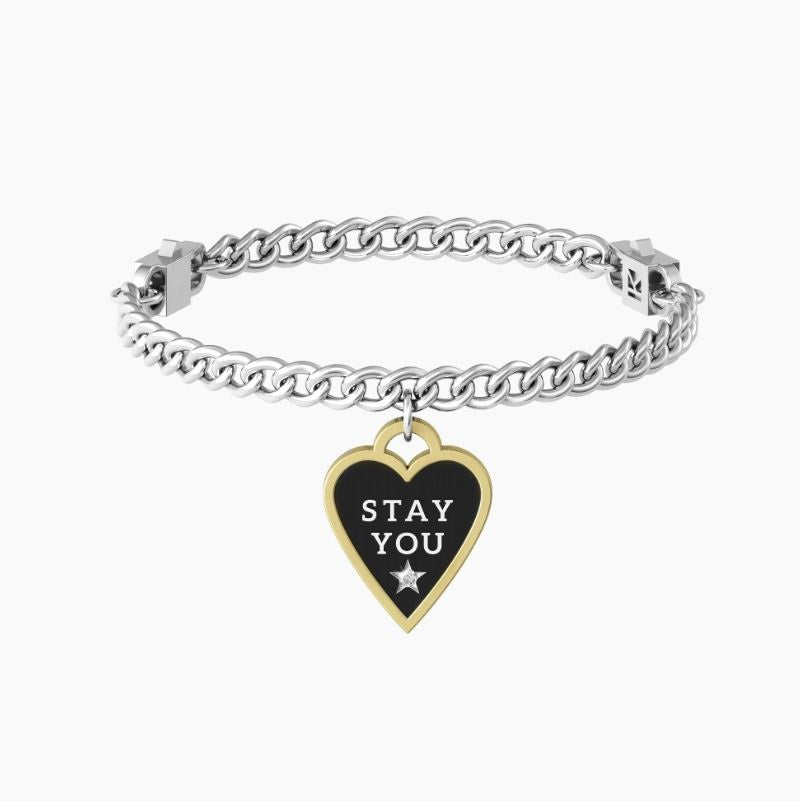 Bracciale da donna in acciaio ciondolo cuore 