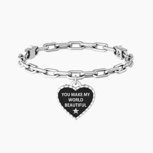 Kidult 731941 women's steel bracelet with heart pendant "comfort fit".